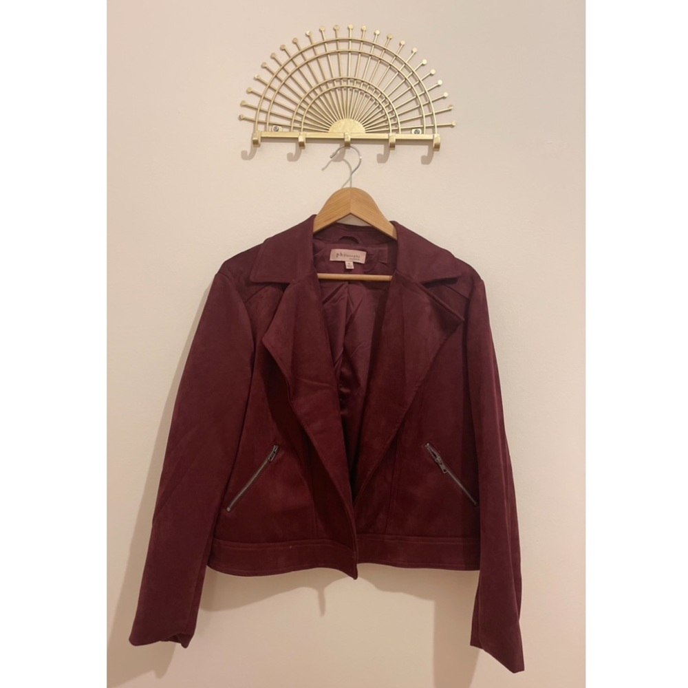 PHILOSOPHY~Burgundy Faux Leather Biker/Western/70s